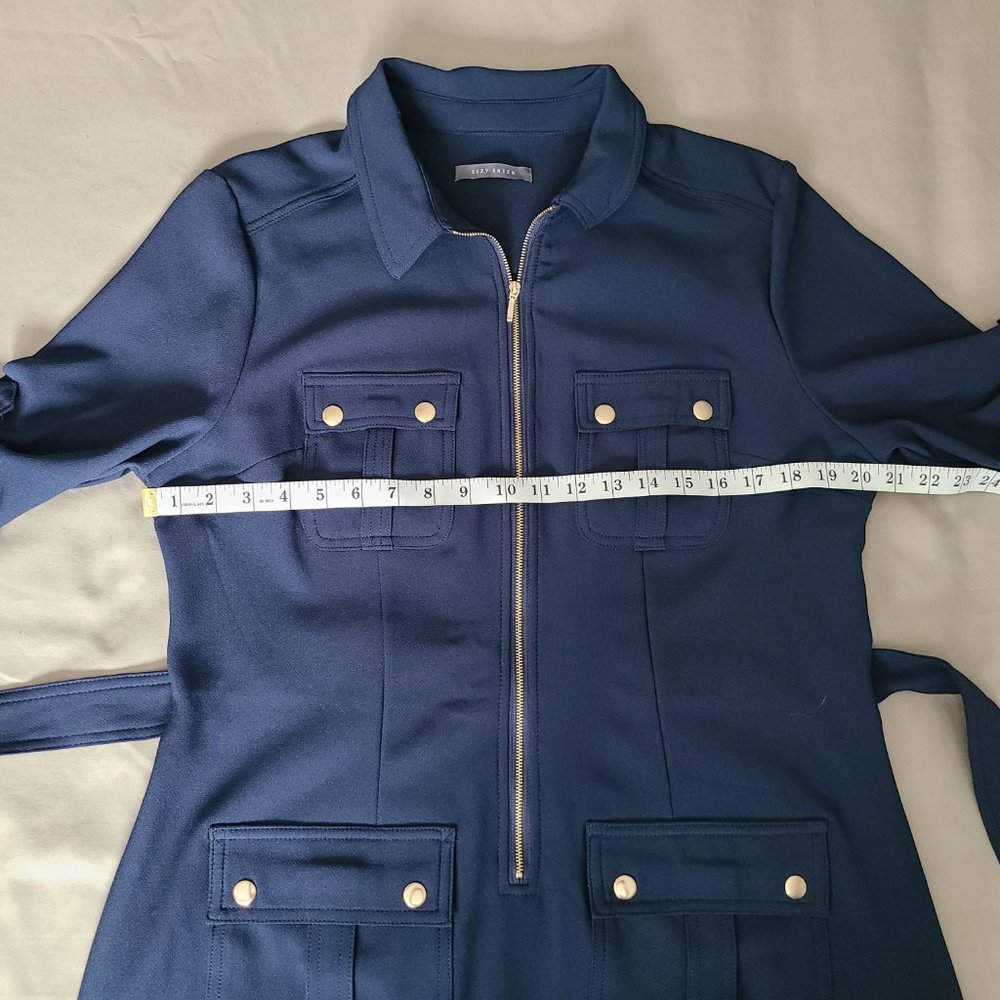 SUZY SHIER (NEW) Navy Blue Cargo Dress w/Brass Buttons - Picture 5 of 9